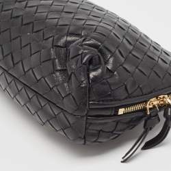 Pre Owned Bottega Veneta Black Intrecciato Leather Cosmetic Pouch