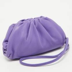 Pre Owned Bottega Veneta Purple Leather The Pouch Coin Purse