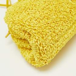 مملوكة مسبقًا Bottega Veneta Yellow Curly Raffia and Leather Mini The Pouch Bag