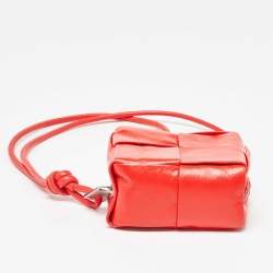 Pre Owned Bottega Veneta Red Leather Zip Coin Purse