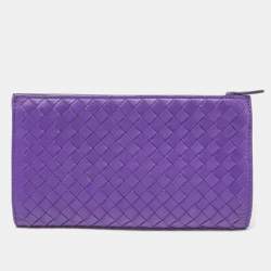 مملوكة مسبقًا Bottega Veneta Purple Intrecciato Leather Bifold Organizer Wallet