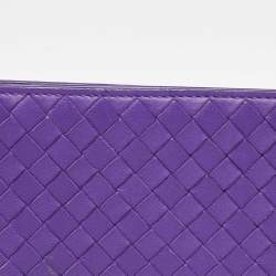 مملوكة مسبقًا Bottega Veneta Purple Intrecciato Leather Bifold Organizer Wallet