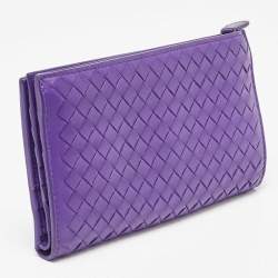 مملوكة مسبقًا Bottega Veneta Purple Intrecciato Leather Bifold Organizer Wallet