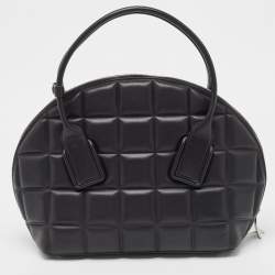 Pre Owned Bottega Veneta Black Quilted Padded Leather Medium Swoop Satchel