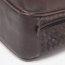 Pre Owned Bottega Veneta Brown Intrecciato Leather Briefcase 