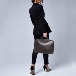 Pre Owned Bottega Veneta Brown Intrecciato Leather Briefcase 