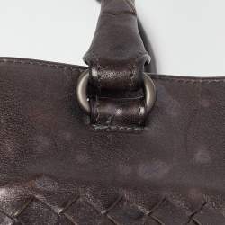 Pre Owned Bottega Veneta Dark Brown Intrecciato Leather Shopper Tote