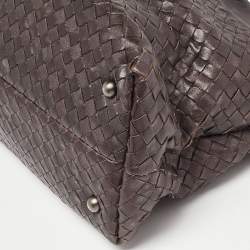 Pre Owned Bottega Veneta Dark Brown Intrecciato Leather Shopper Tote