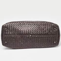 Pre Owned Bottega Veneta Dark Brown Intrecciato Leather Shopper Tote
