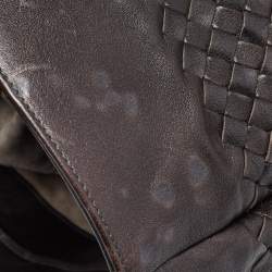 Pre Owned Bottega Veneta Dark Brown Intrecciato Leather Shopper Tote