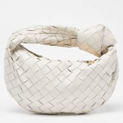 Pre Owned Bottega Veneta White Intrecciato Leather Mini BV Jodie Bag