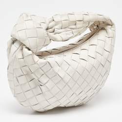 Pre Owned Bottega Veneta White Intrecciato Leather Mini BV Jodie Bag