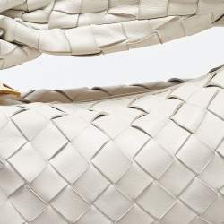 Pre Owned Bottega Veneta White Intrecciato Leather Mini BV Jodie Bag