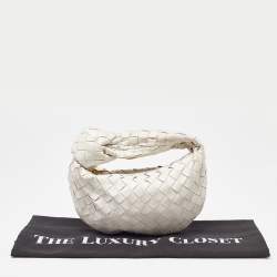 Pre Owned Bottega Veneta White Intrecciato Leather Mini BV Jodie Bag