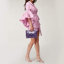 Pre Owned Bottega Veneta Purple Intrecciato Leather Zip Clutch