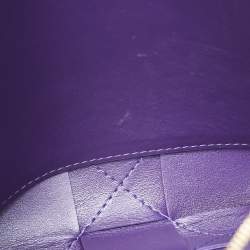 Pre Owned Bottega Veneta Purple Intrecciato Leather Zip Clutch