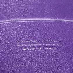 Pre Owned Bottega Veneta Purple Intrecciato Leather Zip Clutch