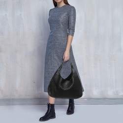 Pre Owned Bottega Veneta Black Intrecciato Leather Sloane Hobo