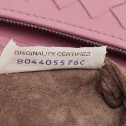Pre Owned Bottega Veneta Light Pink Intreccaito Leather Olimpia Chain Shoulder Bag