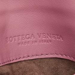 Pre Owned Bottega Veneta Light Pink Intreccaito Leather Olimpia Chain Shoulder Bag