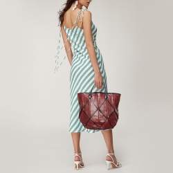 Pre Owned Bottega Veneta Red/Black Leather and Watersnake Leather Bag