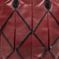 Pre Owned Bottega Veneta Red/Black Leather and Watersnake Leather Bag
