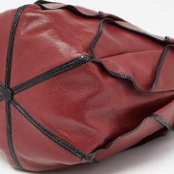 Pre Owned Bottega Veneta Red/Black Leather and Watersnake Leather Bag