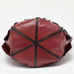 Pre Owned Bottega Veneta Red/Black Leather and Watersnake Leather Bag