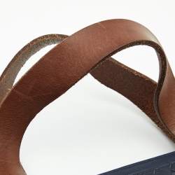 Pre Owned Bottega Veneta Blue/Tan Intrecciato Leather Shopper Tote