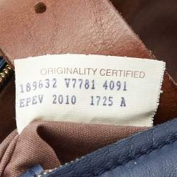 Pre Owned Bottega Veneta Blue/Tan Intrecciato Leather Shopper Tote