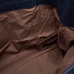 Pre Owned Bottega Veneta Blue/Tan Intrecciato Leather Shopper Tote