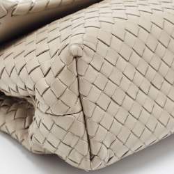 Pre Owned Bottega Veneta Grey Woven Leather Small Olimpia Shoulder Bag