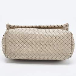Pre Owned Bottega Veneta Grey Woven Leather Small Olimpia Shoulder Bag