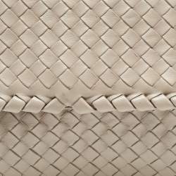 Pre Owned Bottega Veneta Grey Woven Leather Small Olimpia Shoulder Bag