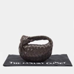 Bottega Veneta Dark Brown Leather Intrecciato Mini Jodie Top Handle Bag