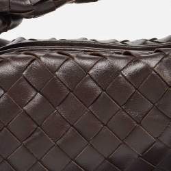 Bottega Veneta Dark Brown Leather Intrecciato Mini Jodie Top Handle Bag