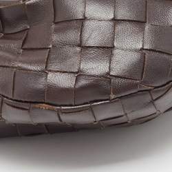 Bottega Veneta Dark Brown Leather Intrecciato Mini Jodie Top Handle Bag