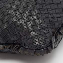 Pre Owned Bottega Veneta Black Intrecciato Perforated Leather Medium Veneta Hobo