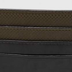 Pre Owned Bottega Veneta Black/Olive Green Leather Card Holder