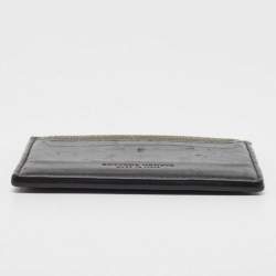 Pre Owned Bottega Veneta Black/Olive Green Leather Card Holder