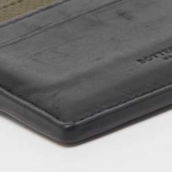 Pre Owned Bottega Veneta Black/Olive Green Leather Card Holder
