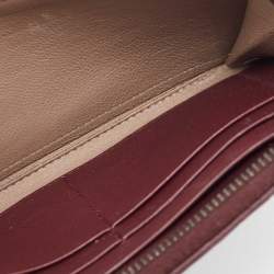 Pre Owned Bottega Veneta Burgundy Intrecciato Leather and Velvet Zip Around Wallet