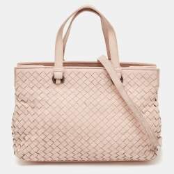 Bottega Veneta Light Pink Intrecciato Leather Small Accordion Tote 