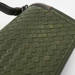 Pre Owned Bottega Veneta Green Intrecciato Leather Top Handle Bag