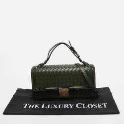 Pre Owned Bottega Veneta Green Intrecciato Leather Top Handle Bag