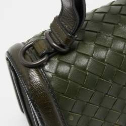 Pre Owned Bottega Veneta Green Intrecciato Leather Top Handle Bag