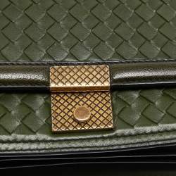 Pre Owned Bottega Veneta Green Intrecciato Leather Top Handle Bag