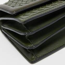 Pre Owned Bottega Veneta Green Intrecciato Leather Top Handle Bag