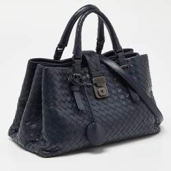 مملوكة مسبقًا Bottega Veneta Blue Intrecciato Leather Small Roma Tote