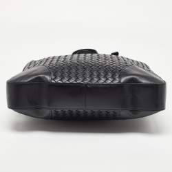 Pre Owned Bottega Veneta Black Intrecciato Leather Shopper Tote